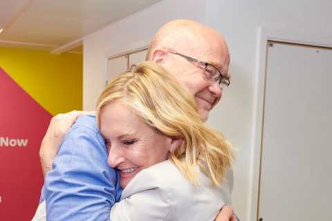 Emotional moment Sky News presenter Jacquie Beltrao meets ‘superhero’ scientists who cured her..