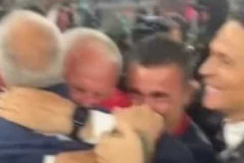 Emotional moment Claudio Ranieri breaks down in tears as ex-Chelsea manager leads Cagliari to..