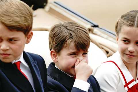 Prince Louis steals the show again as cheekiest royal holds his nose, pulls a face and fidgets with ..