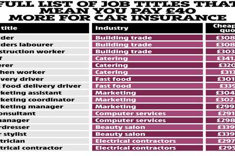Full list of job titles that mean you pay £40 more for car insurance – can you save with small..