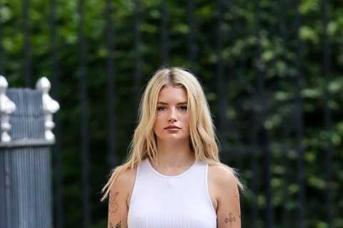 Lottie Moss goes braless in see-through top as she arrives to film Celebs Go Dating