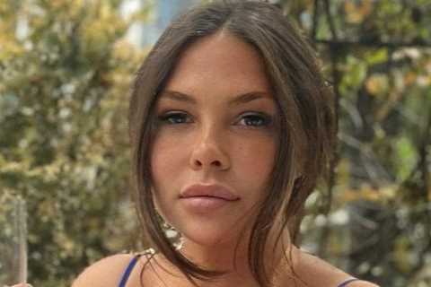 Towie star Fran Parman goes braless as she stuns in blue dress