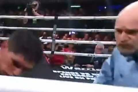 Boxing fans horrified as ringside camera is splattered with blood after fighter’s ear ‘EXPLODES’..