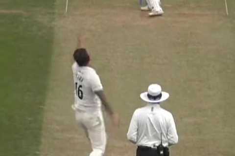 Watch cricket star’s ‘village’ style bowling completely bamboozle opponent leaving him on his knees ..