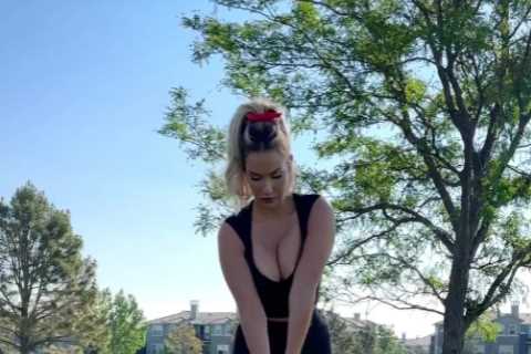 Fans amazed Paige Spiranac is allowed on a golf course as golf beauty wears tiny black outfit on..