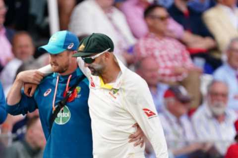 Australia dangerman Nathan Lyon limps off injured and fights back tears after ‘Glenn McGrath..