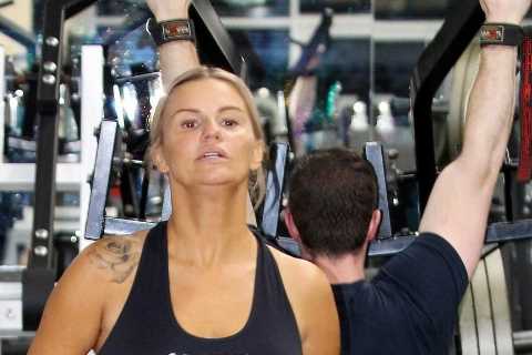Kerry Katona shows off weight loss in tight gym gear as she works up a sweat in the gym