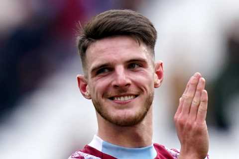 Declan Rice’s £105m transfer to Arsenal expected to be finalised on Monday with deal set to be..