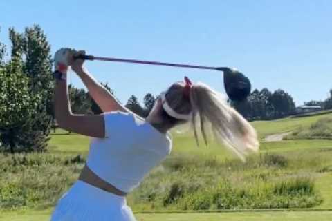 Paige Spiranac suffers wardrobe malfunction while out on course as fans tell her ‘you make it..