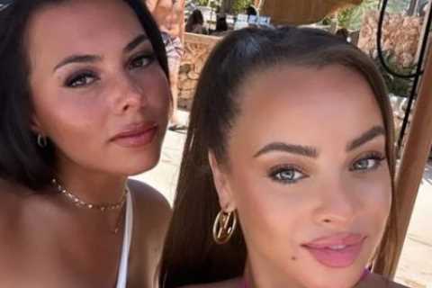 Paige Thorne strips to white bikini as she parties with Love Island co-star Danica Taylor in..
