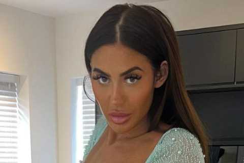 Chloe Ferry goes braless in skintight minidress as she poses in £1million mansion