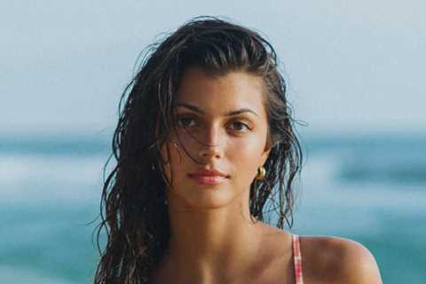 Model Kika Cerqueira Gomes stuns in bikini as she prepares to cheer on boyfriend Pierre Gasly at..