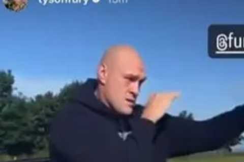 Fans joke Tyson Fury’s ‘been out of the ring so long he forgot what sport he’s in’ after bizarre..
