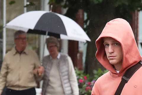 Man Utd outcast Van de Beek looks glum in all-pink outfit with Wag Estelle Bergkamp, daughter of..