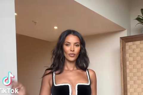 Maya Jama looks incredible as she goes braless in plunging figure hugging black dress