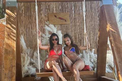Love Island legends Paige Thorne and Danica Taylor stun in bikinis as they declare it a ‘hot girl..