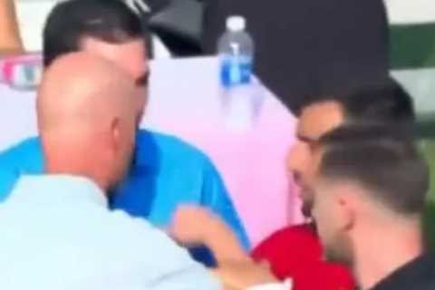 Bruno Fernandes forced to pull Erik ten Hag away from fourth official as new Man Utd captain shows..