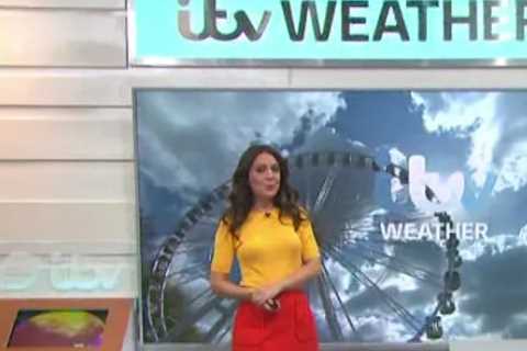 Good Morning Britain’s Laura Tobin flashes her toned legs in red mini skirt and heels