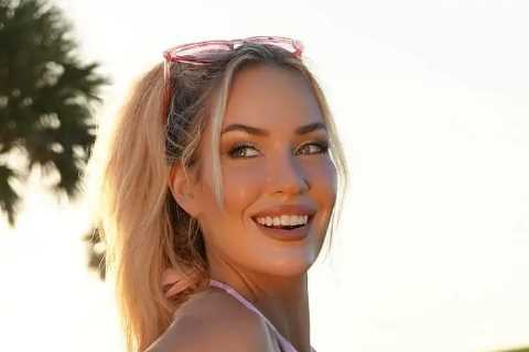 Paige Spiranac risks wardrobe malfunction as she accidentally flashes bum on golf course in Barbie..