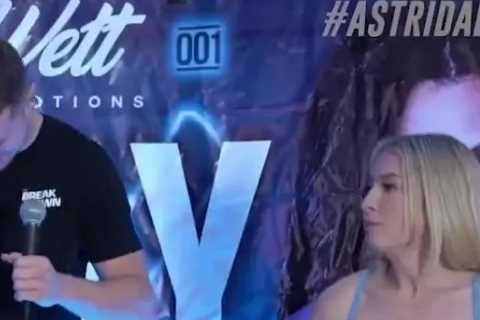 Watch OnlyFans star and boxer Astrid Wett soak lingerie-clad opponent Alexia Grace in water in..