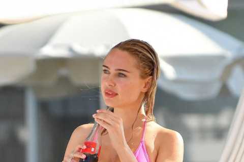 Kimberley Garner stuns in tiny pink bikini as she enjoys the sunshine in St Tropez