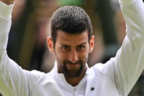 Novak Djokovic looks a new man with bushy beard as he returns to training after Wimbledon final..