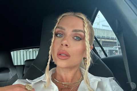 Love Island star Gabby Allen ditches her bra for very daring open shirt look