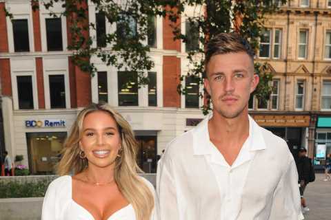 Love Island’s Mitch and Ella steal a kiss as they glam up for first event together back in the UK