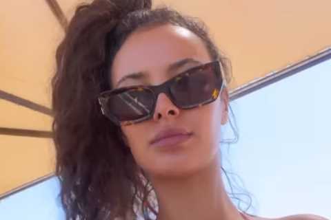Maya Jama wows in bikini and downs wine while singing Whitney’s rap just days before Love Island..