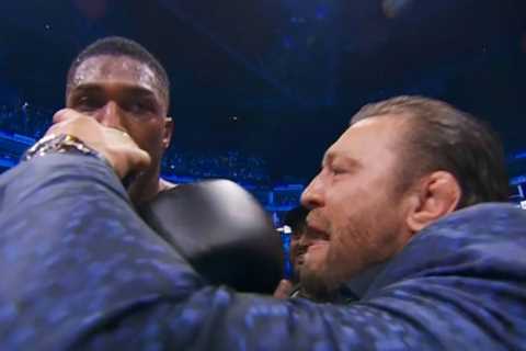 Bloodied Anthony Joshua celebrates win with Conor McGregor’s Stout