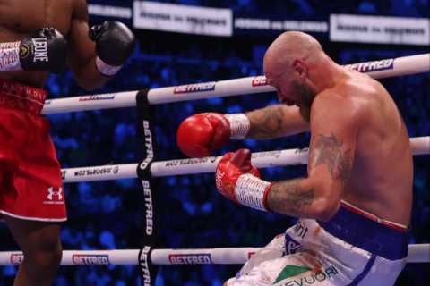 Anthony Joshua KOs Robert Helenius with brutal punch after he’s BOOED by O2 crowd during laboured..