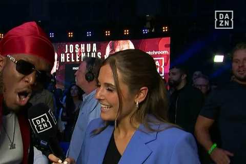 DAZN boxing presenter stuns in minidress and wears outfit in nod to beloved Chelsea on Anthony..
