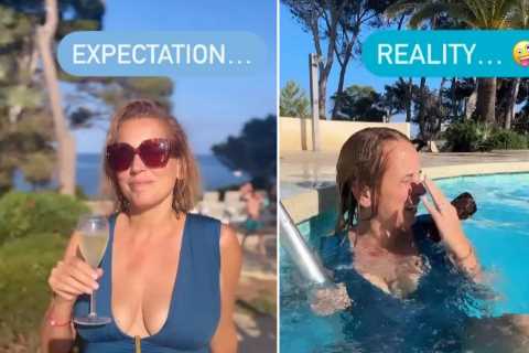 A Place in the Sun’s Jasmine Harman sizzles in plunging swimsuit – before video takes chaotic turn