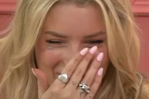 Awkward moment Lottie Moss is left red-faced after co-star misreads her face tattoo