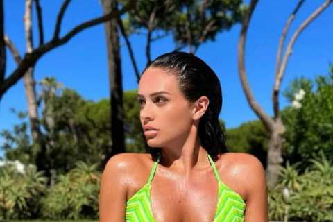 Love Island Star Olivia Hawkins Shows off Figure in Neon Green Bikini