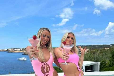 Love Island's Millie Court and Chloe Burrows sizzle in pink swimwear in Ibiza