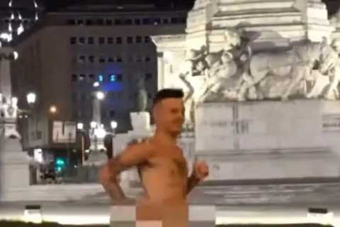 Shocking moment superfan celebrates ex-Chelsea star’s goal by running through city naked