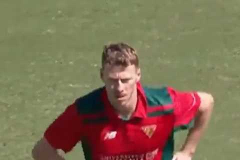 Bizarre moment cricketer Daniel Hughes out decision is REVERSED after unusual mistake by speedster..