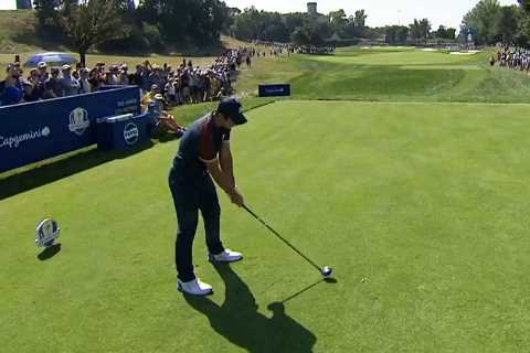 Watch Europe star Viktor Hovland hit amazing HOLE-IN-ONE on a par 4 at Ryder Cup 2023 but..