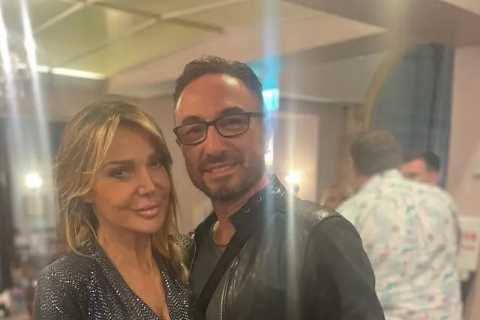 Lizzie Cundy wows in sparkly blue jumpsuit as she supports Strictly legends at their show