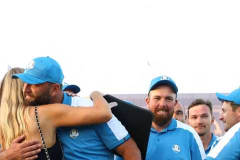 Jon Rahm Seals Perfect Ryder Cup Day with a Kiss from Wife Kelley