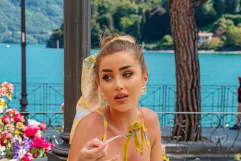 Love Island star Georgia Steel flaunts her figure in a floral bikini during idyllic getaway