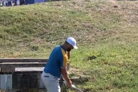 Watch ‘shot of the Ryder Cup’ as Team Europe ace Jon Rahm finds green despite standing in STREAM..