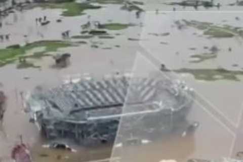 Tennis Stadium Engulfed in Flood Water After Hurricane Otis Hits Mexico