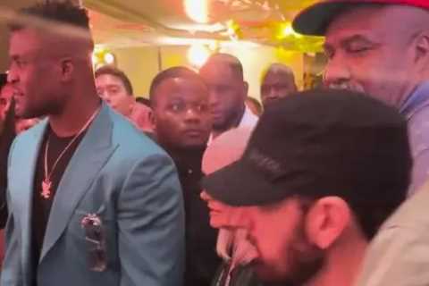 Awkward moment Francis Ngannou almost BLANKS Eminem as rap superstar rocks up in Riyadh for Tyson..