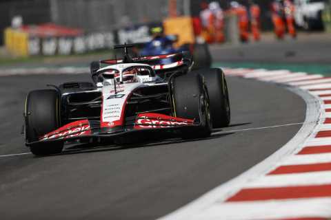 Mexico GP SUSPENDED as Kevin Magnussen's car erupts in flames after crashing out and driver taken..