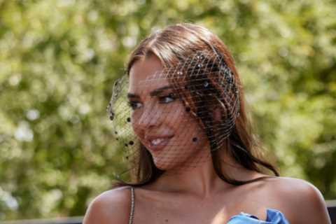 Gemma Owen Stuns in Blue Petal Dress at Melbourne Cup