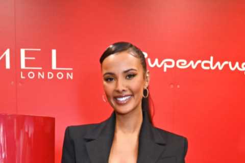 Maya Jama stuns in plunging dress as she meets fans at make-up launch