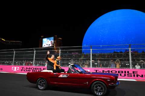 Las Vegas Grand Prix in Chaos Before Race Start After Retro Show Cars Leak Oil on Track