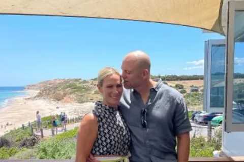 Mike Tindall cosies up with wife Zara in Adelaide before they glam up for fancy dinner
